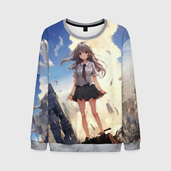 Свитшот мужской Девушка аниме, цвет: 3D-меланж