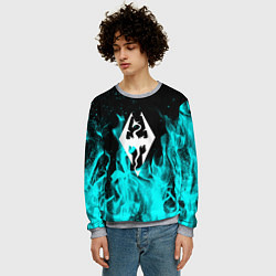 Свитшот мужской The elder scrolls neon flame, цвет: 3D-меланж — фото 2