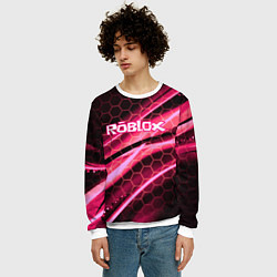 Свитшот мужской Roblox броня розовый, цвет: 3D-белый — фото 2