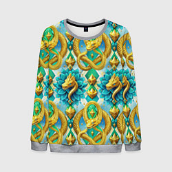 Мужской свитшот Золотистые змеи и цветы