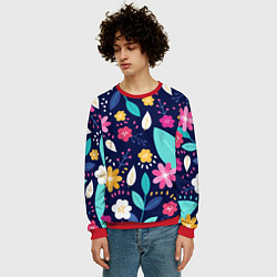 Свитшот мужской Абстракция цветочный фон, цвет: 3D-красный — фото 2