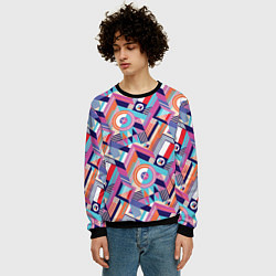 Свитшот мужской Зигзаги в геометрии, цвет: 3D-черный — фото 2