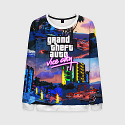 Свитшот мужской GTA vice city коллаж, цвет: 3D-белый