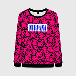 Свитшот мужской Nirvana pink logo, цвет: 3D-черный