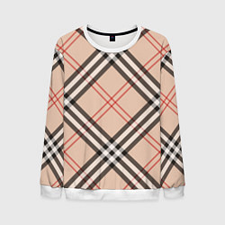 Свитшот мужской Стильная клетка - шотландка, крупно, цвет: 3D-белый