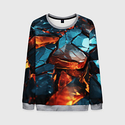 Мужской свитшот Разломленные камни с янтарным свечением