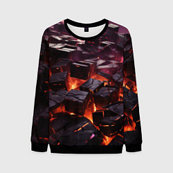 Мужской свитшот Черные абстрактные квадратные камни в лаве