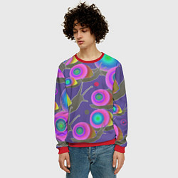 Свитшот мужской Разноцветные улитки - паттерн с градиентом, цвет: 3D-красный — фото 2