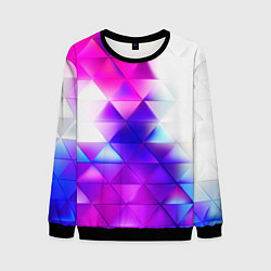Свитшот мужской Неоновые треугольники абстракция, цвет: 3D-черный