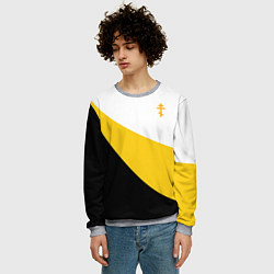 Свитшот мужской Сокрушу пред ним врагов его малый желтый крест Ник, цвет: 3D-меланж — фото 2