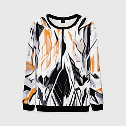 Мужской свитшот Чёрно-жёлтая абстракция на белом фоне