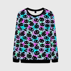 Мужской свитшот Halloween - тыквы на неоновом фоне