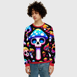 Свитшот мужской Ice cream skull and fly agaric - ai art fantasy, цвет: 3D-красный — фото 2