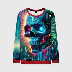 Свитшот мужской Cool cyber skull - neon glow, цвет: 3D-красный