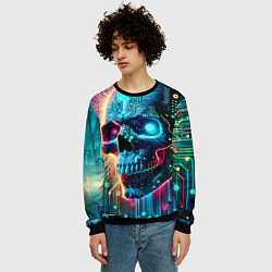 Свитшот мужской Cool cyber skull - neon glow, цвет: 3D-черный — фото 2