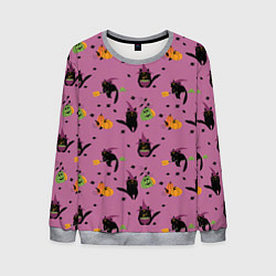 Мужской свитшот Хэллоуин и кот ведьмы