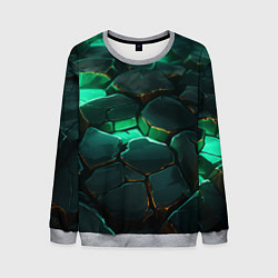 Мужской свитшот Зеленые камни с освещением текстура