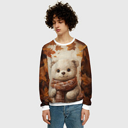 Свитшот мужской Белый мишка в осенней листве, цвет: 3D-белый — фото 2
