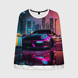 Свитшот мужской Porshe night city, цвет: 3D-белый