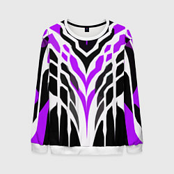 Мужской свитшот Агрессивные фиолетово-белые полосы на чёрном фоне