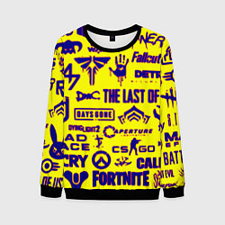 Мужской свитшот Логотипы игр на жёлтом
