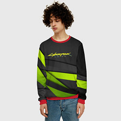 Свитшот мужской Cyberpunk 2077 stripes line, цвет: 3D-красный — фото 2