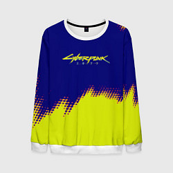 Свитшот мужской Cyberpunk 2077 краски жёлтые, цвет: 3D-белый