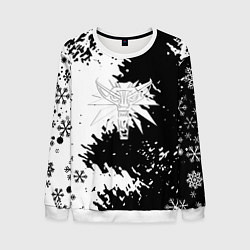 Свитшот мужской Ведьмак снежинки, цвет: 3D-белый