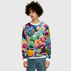Свитшот мужской Объемные цветы лето, цвет: 3D-белый — фото 2