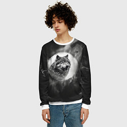 Свитшот мужской Голова серого волка, цвет: 3D-белый — фото 2