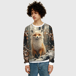 Свитшот мужской Бело-рыжая лиса, цвет: 3D-белый — фото 2