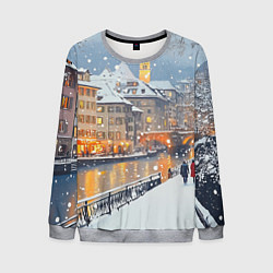 Свитшот мужской Заснеженный Санкт-Петербург пейзаж, цвет: 3D-меланж