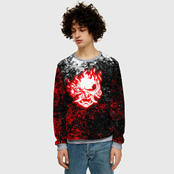 Свитшот мужской Cyberpunk брызги красок, цвет: 3D-меланж — фото 2