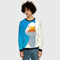 Свитшот мужской Белый гусь выглядывает из-за угла, цвет: 3D-черный — фото 2