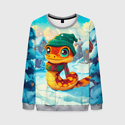 Свитшот мужской Змейка в сказочном городе, цвет: 3D-меланж