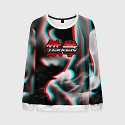 Свитшот мужской Tekken fire glitch, цвет: 3D-белый
