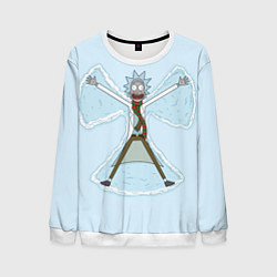 Свитшот мужской Рик и Морти снег - бабочка, цвет: 3D-белый