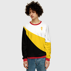 Свитшот мужской Мы русские с нами Бог малый желтый крест Николай I, цвет: 3D-красный — фото 2