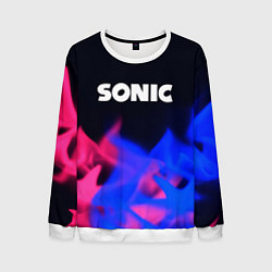 Свитшот мужской Sonic neon flame, цвет: 3D-белый