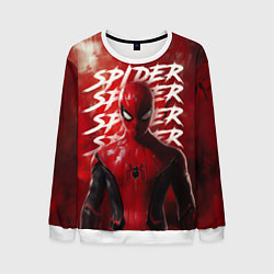 Свитшот мужской Spider-man red background, цвет: 3D-белый