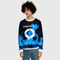 Свитшот мужской Portal 2 blue flame, цвет: 3D-белый — фото 2