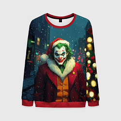 Свитшот мужской Джокер в новогоднем костюме, цвет: 3D-красный