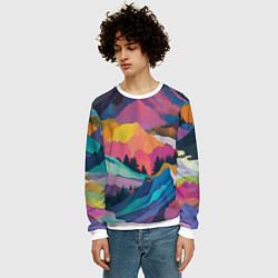 Свитшот мужской Красочные горы, цвет: 3D-белый — фото 2
