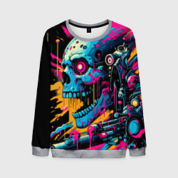 Свитшот мужской Cool cyber skull - ai art, цвет: 3D-меланж