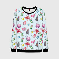 Свитшот мужской Новогодний фон, цвет: 3D-черный