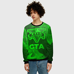 Свитшот мужской GTA - green gradient, цвет: 3D-черный — фото 2