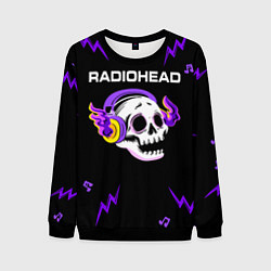Свитшот мужской Radiohead неоновый череп, цвет: 3D-черный