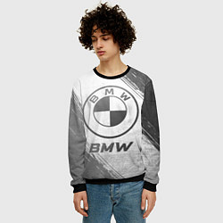 Свитшот мужской BMW - white gradient, цвет: 3D-черный — фото 2
