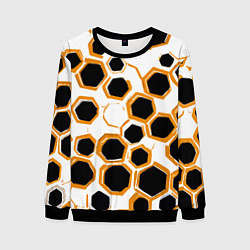 Мужской свитшот Чёрно-жёлтые шестиугольники на белом фоне