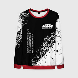 Свитшот мужской KTM - следы от шин, цвет: 3D-красный